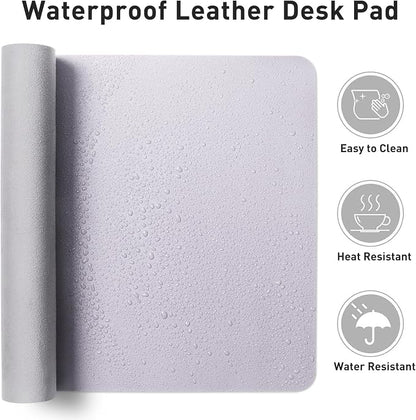 Aothia Large PU Leather Desk Pad Protector – Non-Slip Mouse Pad & Writing Mat for Office/Home, Waterproof, Easy to Clean (36" x 17", Soft Lavender)