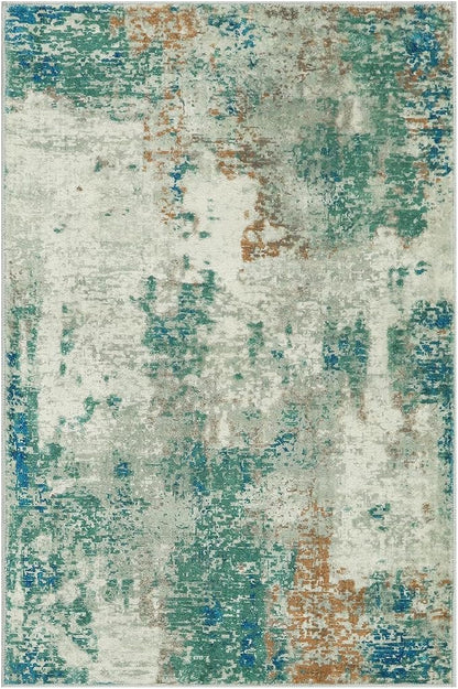 Lahome Modern Abstract Area Rug - 2x3 Small Entryway Rug Washable Rugs for Kitchen Non-Slip Soft Front Indoor Doormat Low Pile, Accent Throw Carpet for Bathroom Laundry Floor Mats,Green/Grey