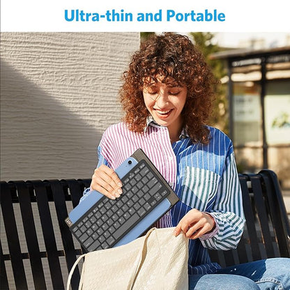 OMOTON Ultra-Slim Bluetooth Keyboard for iPad 11th/10th/9th/8th/7th, iPad Pro/Air/Mini and iPhone Series, Wireless iOS Keyboard with 12 Multimedia Keys for Office, School, Graphite Black & Gray