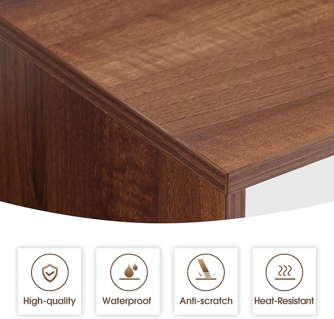 ivinta Computer Desk with Storage Shelves and Drawers, 52" Office Desk with Hutch and Storage Shelf, Modern Writing Desk Study Table for Living Room, Bedroom, Home Office 7116 (Brown)