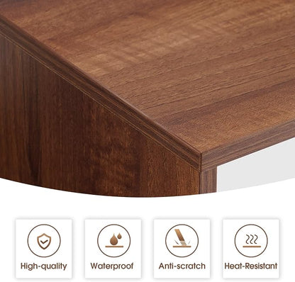 ivinta Computer Desk with Storage Shelves and Drawers, 52" Office Desk with Hutch and Storage Shelf, Modern Writing Desk Study Table for Living Room, Bedroom, Home Office 7116 (Brown)