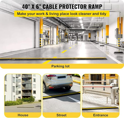 Happybuy 4 Pack of 1-Channel Rubber Cable Protector Ramps Heavy Duty 18000Lbs Load Capacity Cable Wire Cord Cover Ramp Speed Bump Driveway Hose Cable Ramp Protective Cover | Heavy Duty, 18000Lbs Load Capacity, Speed Bump Driveway, Hose Cable Ramp
