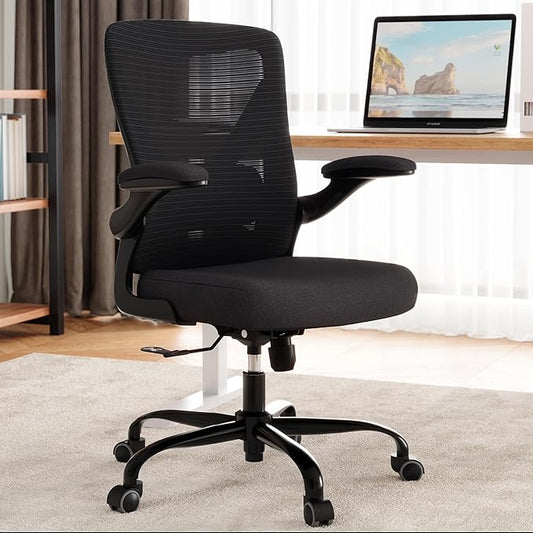 Ergonomic Office Chair - X-Shaped Computer Desk Chairs Comfy, Mesh High-Back Gaming Chair with Adjustable Lumbar Support, Executive Task Chair for Adults, Comfortable for Long Hours, Black, Pack of 2