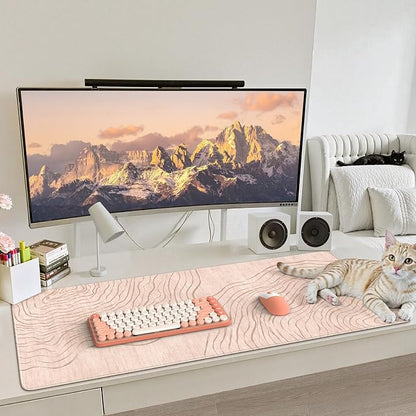 iCasso Big Mouse Pad,Aesthetic Desk Cover Mat for Desktop,Anti-Slip Computer Mat with Stitched Edges,Cute Beige Keyboard Mat for Women,Extended Long Desk Protector for Office Home Dorm