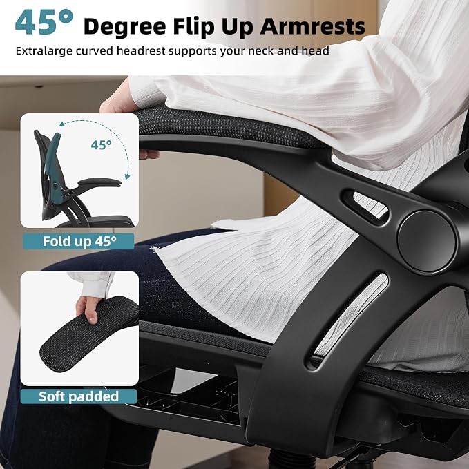 Ergonomic Office Chair, Comfy Computer Desk Chair with Adjustable Lumbar Support,Tilt Function, Comfy Wide Seat, Swivel Executive Computer Desk Chairs for Company and Home