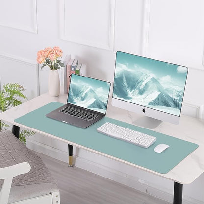 AFIING Cork Desk Mat 47" x 23.6", Dual-Sided Natural Cork & PU Leather Desk Pad, Non-Slip Waterproof Large Mouse Pad for Office, Home & Gaming (Light Blue)