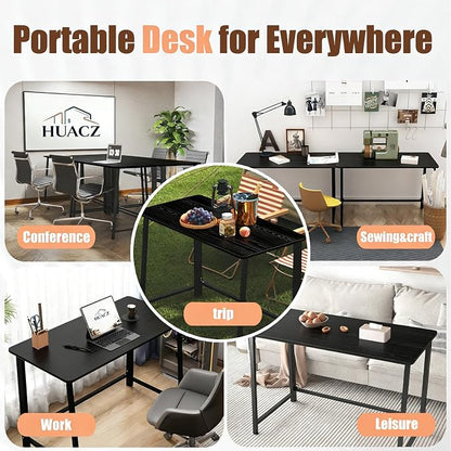 31.5" Folding Desk for Small Spaces, Foldable Computer Table for Home Office,Study,Bedroom,Dorm,Craft, Space Saving,Small Writing Work Office Compact Computer Desk,Easy Assembly,Black
