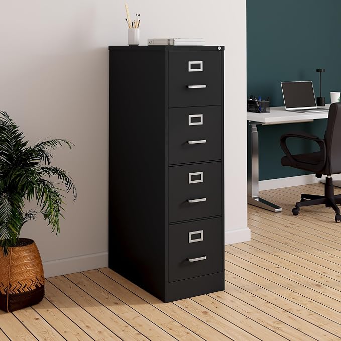 Staples Vertical File Cabinet for Letter/Legal Files, 4-Drawer, Letter/Legal Compatible, Black
