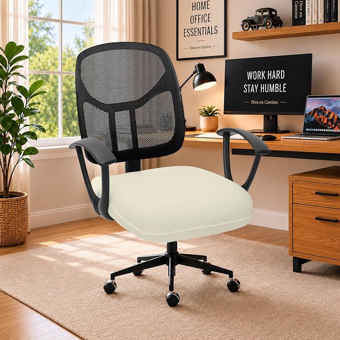 DIVA EN CAMINO DEC Stretchable Desk Office Chair Seat Cushion Covers - Universal Spandex Computer Chair Slipcover - Removable Washable Cushion Protectors for Dogs, Cats, Pets