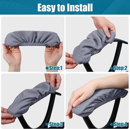 Smiry Stretch Jacquard Office Computer Chair Armrest Covers, 2PCs Removable Washable Anti-dust Desk Chair Arm Pad Covers, Grey