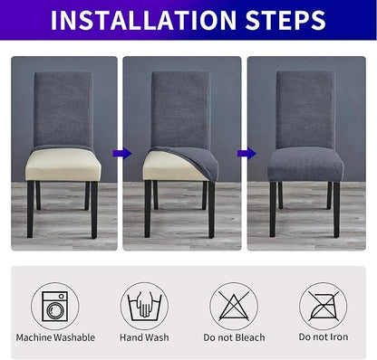 Stretch Chair Covers for Dining Room Set of 8, Removable Washable Dining Room Chair Covers, Dining Chair Slipcovers Seat Protector, Great Decor for Home and Banquet (Gray, 8 Pack)