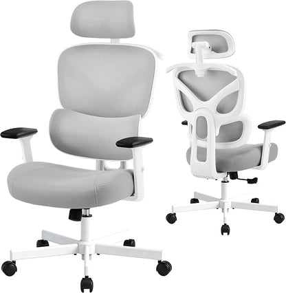 AreShark Ergonomic Office Chair - High Back Breathable Mesh Desk Chair with Lumbar Support & Adjustable Headrest - Rolling Swivel Reclining Comfy Computer Gaming Chair with 2D Armrests for Home Office