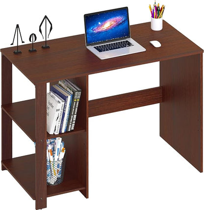 SHW 38-Inch Home Office Computer Desk with Shelves, Cherry