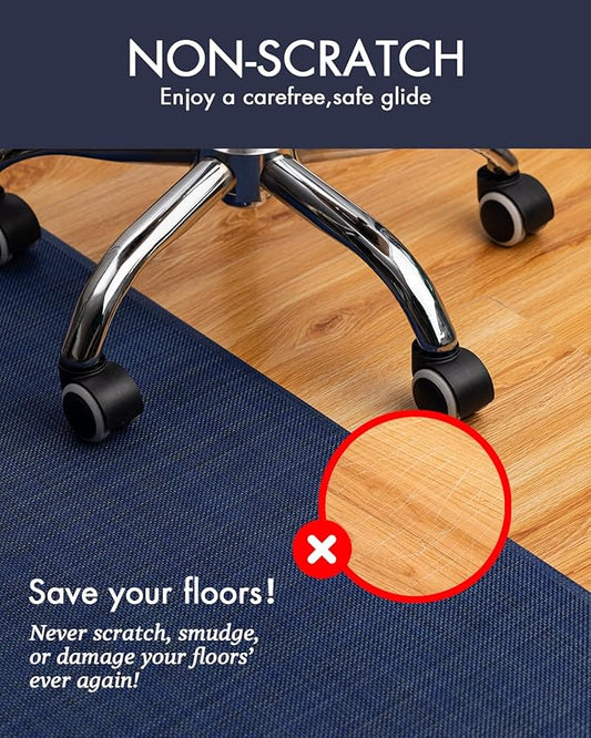 BARoyal Office Chair Mat for Hardwood Floor Under Desk Computer Rolling Chair Mat for Wood/Tile Floor Non-Slip Heavy Duty Desk Rug PVC Plastic Hard Floor Protector 45" x 53"(Indigo)