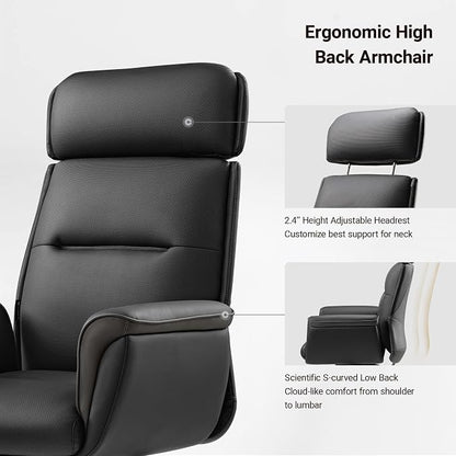 EUREKA ERGONOMIC Royal Ergonomic Office Chair Executive Desk Chair, Microfiber Leather High Back Executive Chair Comfy Ergonomic 360° Swivel with Lumbar for Home Workshop- Black