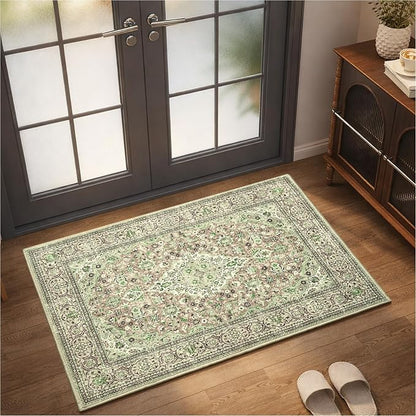 Goideal Washable Entry Rug 2x3, Sage Green Small Area Rugs Non Slip, Indoor Low Pile Carpet with Rubber Backing for Bathroom Kitchen Entryway Office