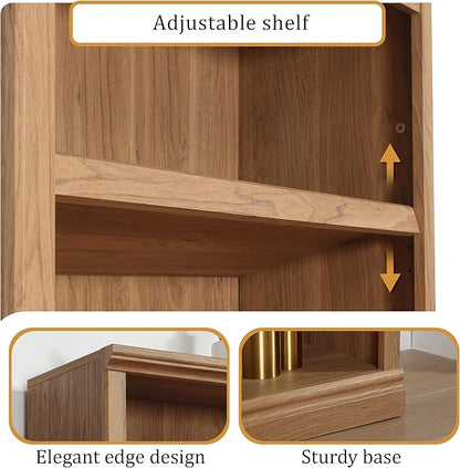 blini 2-Shelf Bookcase Wooden Bookshelves 33in Wide Floor Standing Display Storage Shelves Mahogany Bookcase for Home Office, Living Room, Bed Room