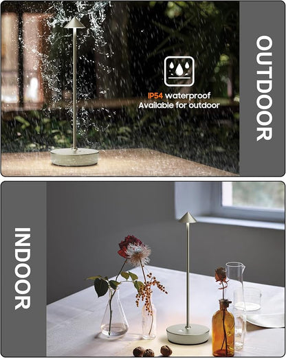 Cordless Table Lamps Rechargeable, 6000mAh Battery Operated LED Desk Lamp Outdoor Waterproof Portable Touch Dimmable Table Night Light for Patio Restaurant Dining Home Silver