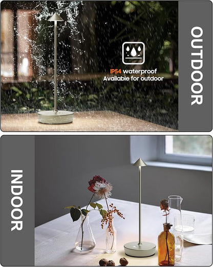 Cordless Table Lamps Rechargeable, 6000mAh Battery Operated LED Desk Lamp Outdoor Waterproof Portable Touch Dimmable Table Night Light for Patio Restaurant Dining Home Set of 2 Silver