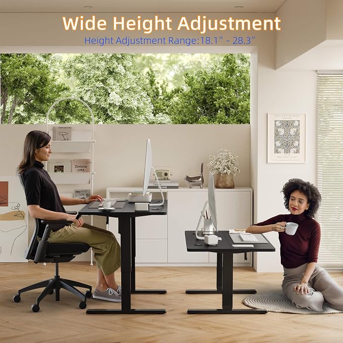YIHAYO Low Height Adjustable Desk, Lifts 18.1-28.3 Inches, Electric Standing Desk for Short People, 40 x 24 Inches Computer Table with Splice Board for Home Office, Black