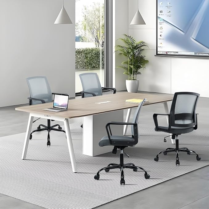 CLATINA Ergonomic Office Desk Chair - Mesh Office Chair with Adjustable Lumbar Support, Rolling Comfortable Computer Task Chairs with Arms for Home Conference-Gray, 2 Pack