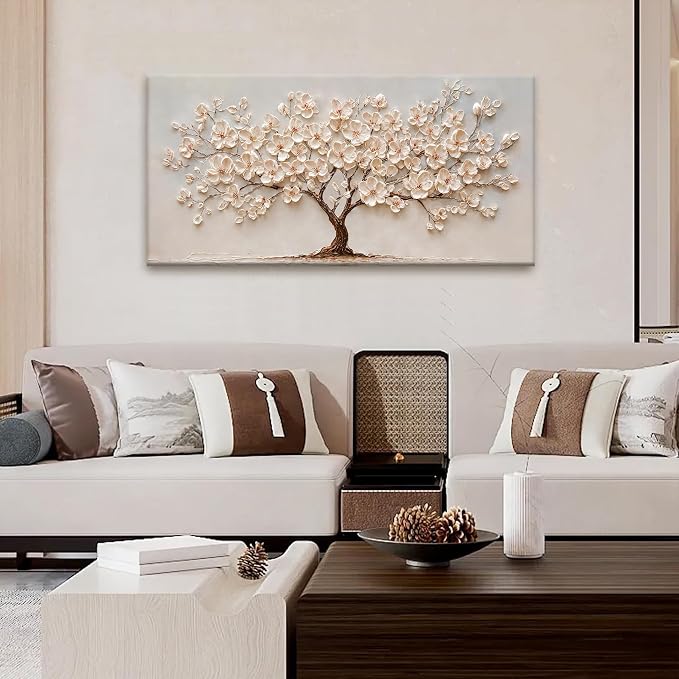 Canvas Art Wall Decor Modern Wall Art Pictures For Living Room Artwork for Walls Botanical Flower Wall Art Tree Of Life Wall Art Canvas Wall Art Decor Home Kitchen Office Wall Decoration 20" X 40"