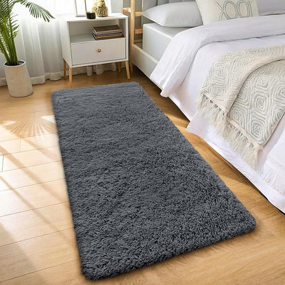 OLANLY 3x11 Machine Washable Runner Rugs for Hallway, Soft Fluffy Shaggy Bedside Rugs for Bedroom, Living Room, Indoor Floor Carpet for Kids Girls and Boys, Nursery Rooms, Home Decor Aesthetic, Grey