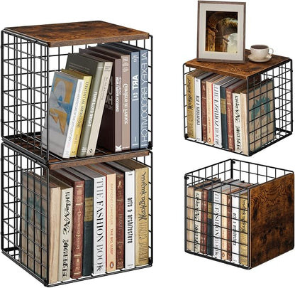 Dmevkic 2 Cube DIY Stackable Small Bookcase,Bookshelf for Small Spaces,Cube Storage Organizer for Living Room, Bedroom, Home Office,12.2" x 12.2" x 12.2"