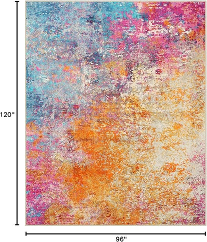 Lahome Modern Abstract Washable Living Room Rug, Colorful 8x10 Area Rugs for Bedroom Girls Kids Non Slip Low Pile, Large Soft Indoor Accent Carpet for Dining Room Table Home Decor