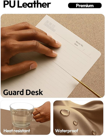 YSAGi Leather Desk Protector, Office Mat, Large Mouse Mat, Non-Slip PU Leather Blotter, Laptop Desk Mat, Waterproof Writing Pad for Office and Home(Shiny Bronze, 42" x 17.2")