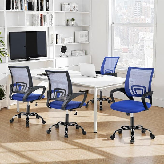 BestOffice Office Chair Ergonomic Cheap Desk Chair Mesh Computer Chair Lumbar Support Modern Executive Adjustable Stool Rolling Swivel Chair for Back Pain (Blue)
