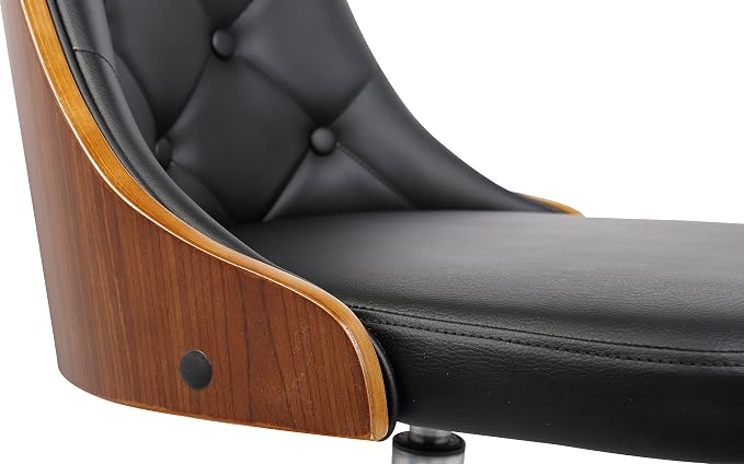 Armen Living Diamond Office Chair in Black Faux Leather and Chrome Finish