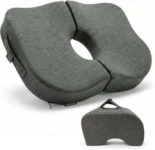 Cushy Tushy Tailbone Pain Relief Cushion - Premium Foldable Travel Tailbone Seat Cushion - for Relief of Lower Back, Sciatic, Butt and Tailbone Pain - Perfect for Home, Office & Driving