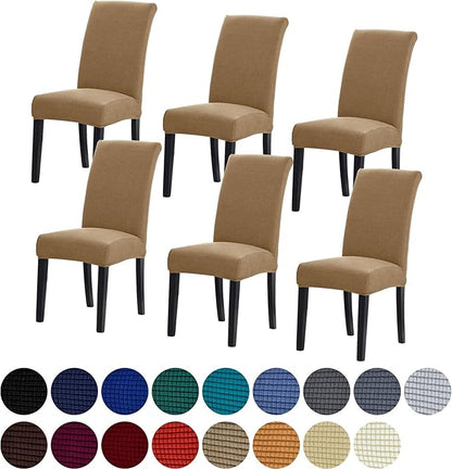 Stretch Chair Covers for Dining Room Set of 6, Removable Washable Dining Room Chair Covers, Dining Chair Slipcovers Seat Protector, Great Home Decor and Banquet Upholstery (Tan, 6 Pack)
