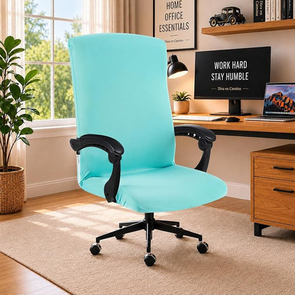Elastic Computer Chair Cover with Durable Zipper - Protective Removable Washable Universal Office Desk Chair Seat Slip Cover - Stretchy Soft Anti-dust Desk Chair Seat Protector for Dogs, Cats, Pets