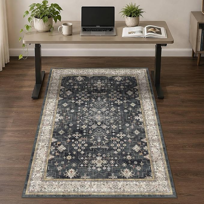 36"X 48" Office Chair Mat for Hardwood & Tile Floors, Under Desk Rug Protector for Rolling Office Chairs, Ultra Soft Machine Washable Area Rug with Non-Slip Rubber Backing, 1/5" Low Pile Floor Mat