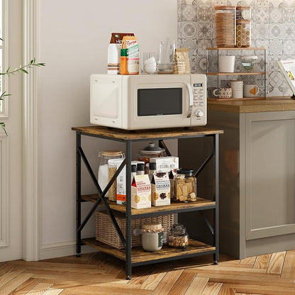 Warmiehomy 24"x24"x30" Large Printer Stand with Storage, 3 Tier Rolling Printer Cart Table, Mini Fridge Stand with Wheels, Use for 3D Laser Printer Home Office, Rustic Brown