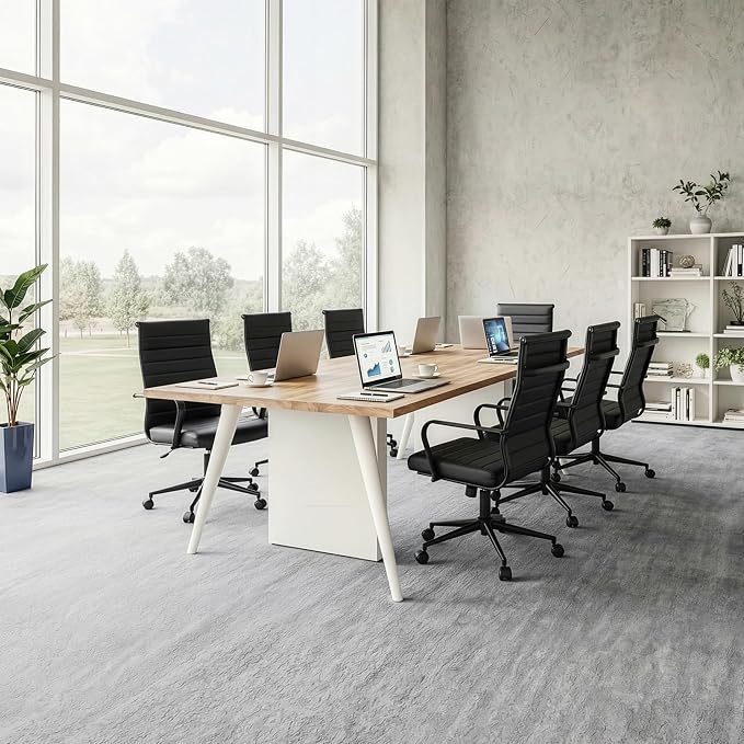 Okeysen Office Desk Chair Conference Room Chairs Modern Ergonomic Executive Swivel Chair Adjustable Height PU Leather Home Desk Chairs with Armrests Comfy Computer Task Chairs with Wheels (Black)