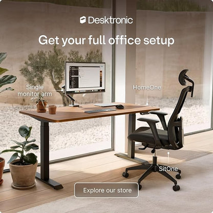 Desktronic HomeOne Standing Desk 54x28 — Ergonomic Sit Stand Home Office Desk, Made in Europe, Electric Dual Motor Height Adjustable, USB & USB-C Charging, Wobble-Free, Touchscreen, 3 Memory Presets