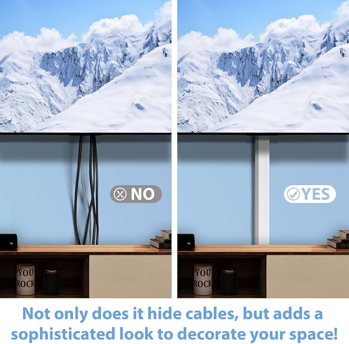 Wire Cover for Wall Mount TV, 72in Wall Cord Cover, Large TV Cable Hider Hide Cords Wall Mounted TV, Cord Hider Wall, Wall Cable Cover Cable Raceway White 2 x L36in x W1.54in x H0.75in