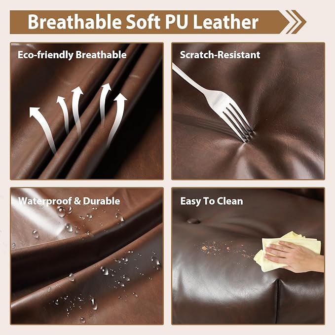 Home Office Chair,Ergonomic Computer Chair with Lumbar Support Adjustable Height,Mid-Century Modern Office Chair with Rolling Swivel Chair for Home Office Game Study(PU Leather Chair,Coffee)