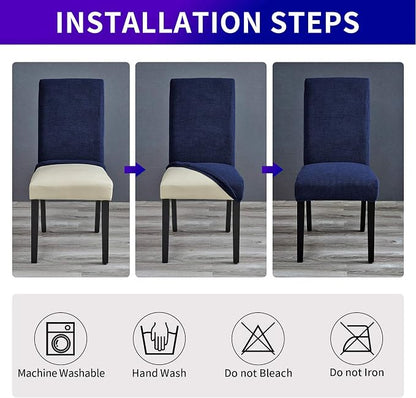 Stretch Chair Covers for Dining Room Set of 2, Removable Washable Dining Room Chair Covers, Dining Chair Slipcovers Seat Protector, Great for Home and Banquet Decor (Navy, 2 Pack)
