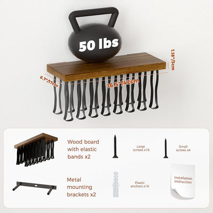 Floating Book Shelves for Wall Set of 2, Unique Wood Hanging Bookshelf | Easy Install Wall Bookshelf with Anti-Tilt Metal Bracket, Floating Bookshelf Storage Display Wall Shelves for Home Decor