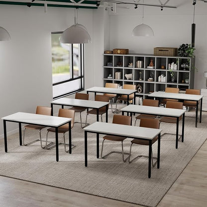 Bonzy Home Conference Tables 14ft Office Computer Desk for Meeting Room Study Writing Printer Table Office Computer Desk for 16 People Rustic Modern White 6PCS (165.3"x47.2"x29.5")