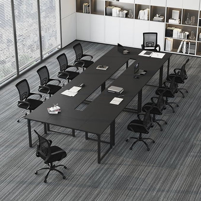 Bonzy Home 18FT Conference Table Set of 6, Modern Large Meeting Table Office Desks for 22 Person, Long Rectangle Table with Sturdy Metal Frame, 213" D x 64" W x 30" H, Black