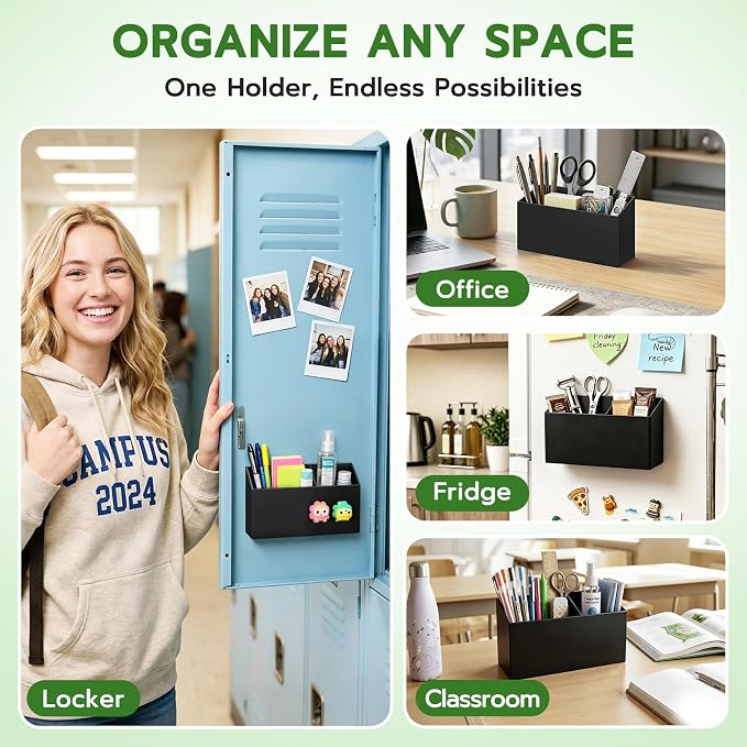 MR.MATE Magnetic Pen Holder,Black Magnetic Marker Cup for Fridge Whiteboard | Dry Erase Marker Pencil Holder with Acrylic Cup and Strong Magnet, Non-slip Design For Refrigerator Locker Office & Classroom