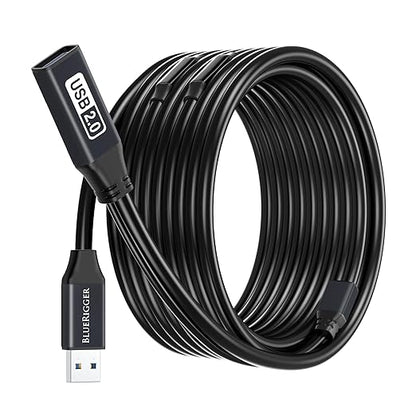 BlueRigger 2.0 Active USB Extension Cable 75FT (USB Extender Cord, 480 Mbps, Male to Female, in-Wall CL3 Rated) Long USB Extension Cord for Webcam, VR Headset, Printer, Hard Drive, Keyboard, Mouse
