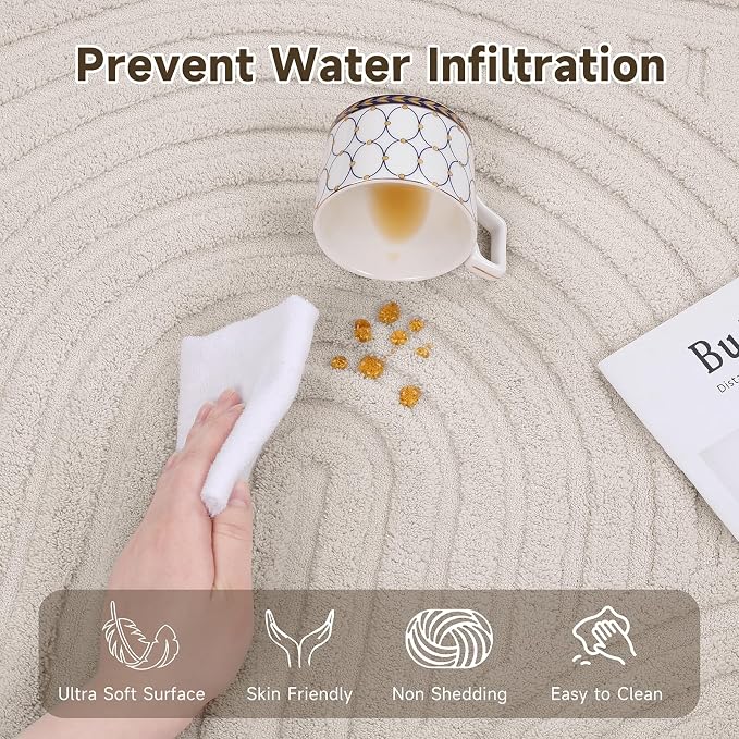 Pauwer 3x12 Washable Area Rugs for Living Room Modern Beige Solid Color Soft Fluffy Rugs for Bedroom Non Slip Boho Accent Indoor Mat Floor Carpet Cover for Kids Dining Room Kitchen Office