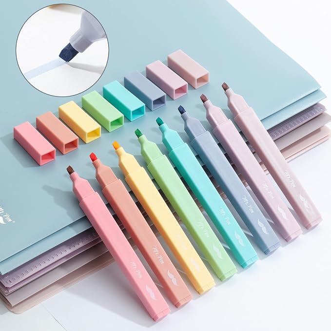 Mr. Pen- Aesthetic Highlighters No Bleed, 8 Pack, Candy Colors | Chisel Tip, Cute Highlighters Assorted Colors for Journaling, Highlighting, Underlining, Fast Dry, Back to School Supplies