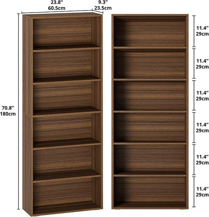 IRONCK Bookshelves and Bookcases Set of 2 Floor Standing 6 Tiers Display Storage Shelves 70 in Tall